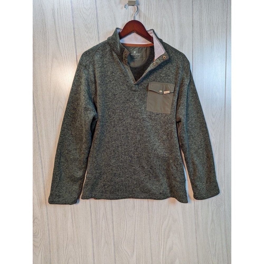 Woolrich Men's Pullover Quarter Button Jacket Top Sz Medium Green Sweater